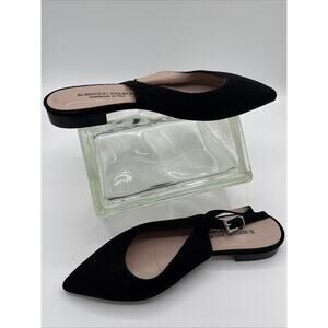 Robertson Madison Mules 9M Black Suede Italy Pointed Toe Slip-On Flats